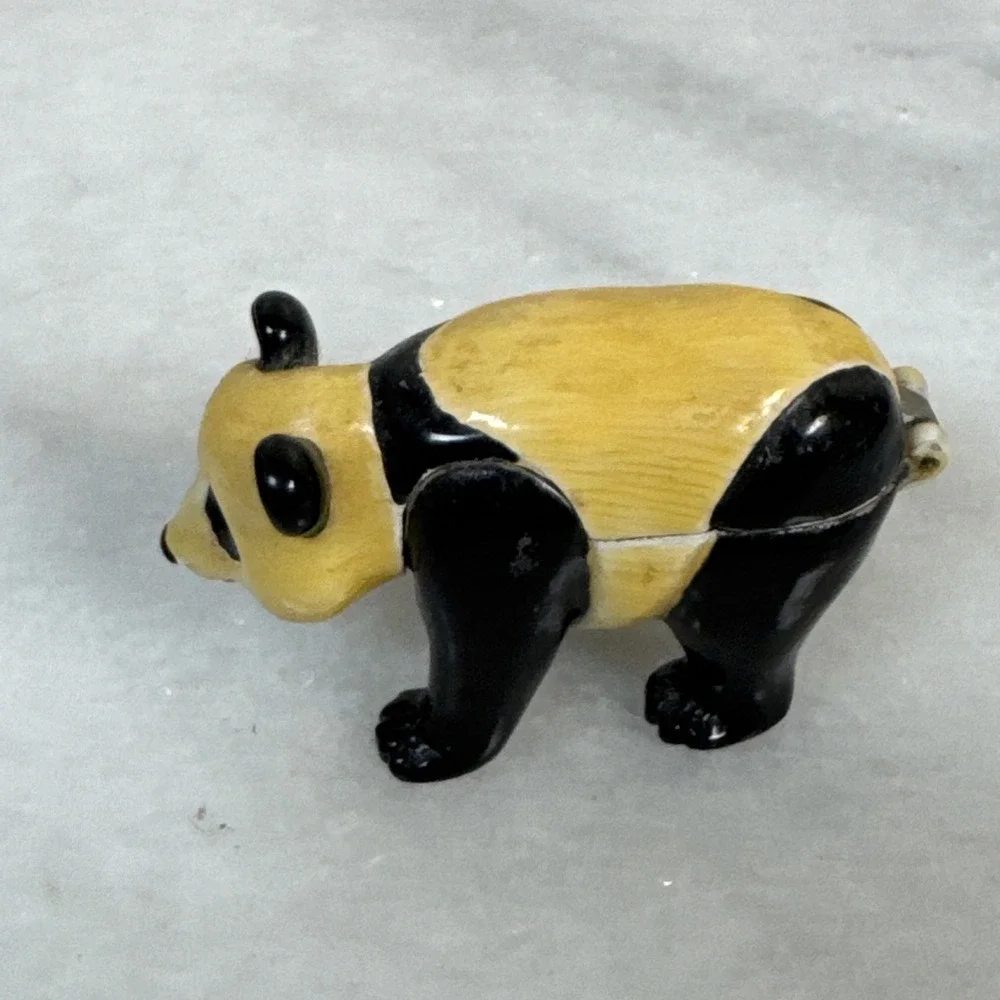 Vintage Monet Enamel Trinket Box Panda Figurine 2